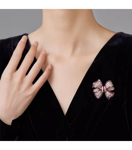XSB280 - Diamond Purple Butterfly Brooch